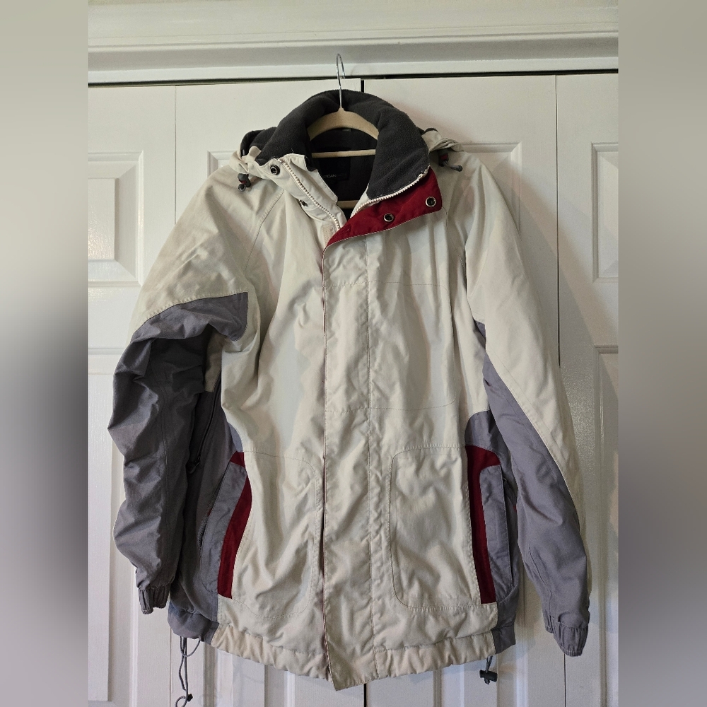 Men's American Eagle Ski Jacket Size S Cream,Gray & Burgundy.